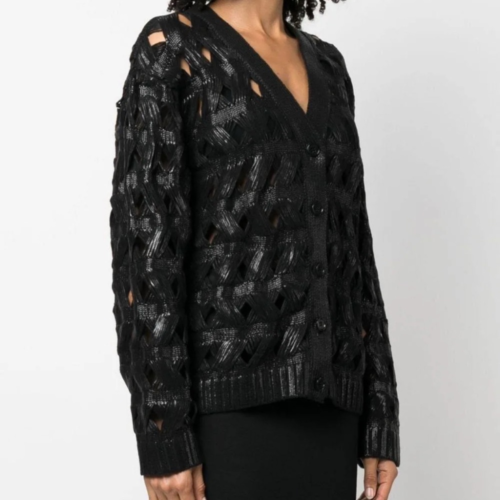 Alberta Ferretti Black Knit Cardigan